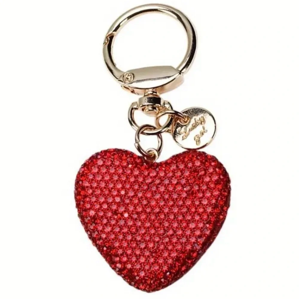 HEART Keychain/ Bag Charm with Red Crystals